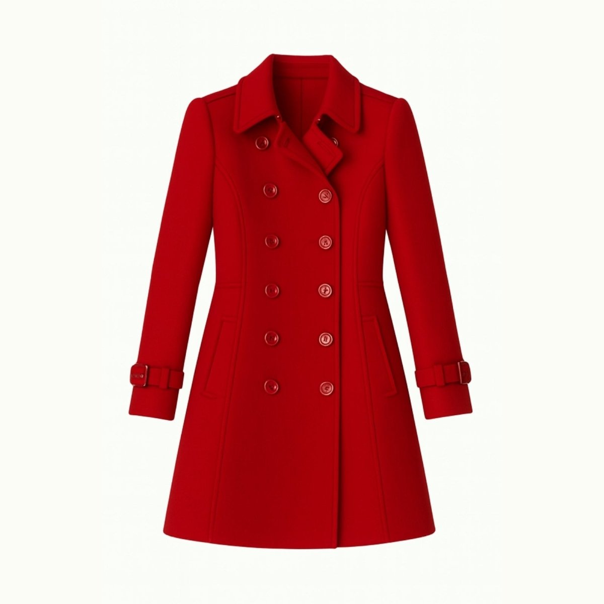 Double-Breasted Trench Coat Women's Notch Lapel Slim Fit Mid-Length Overcoat – Casual, Office, Holiday, Gift