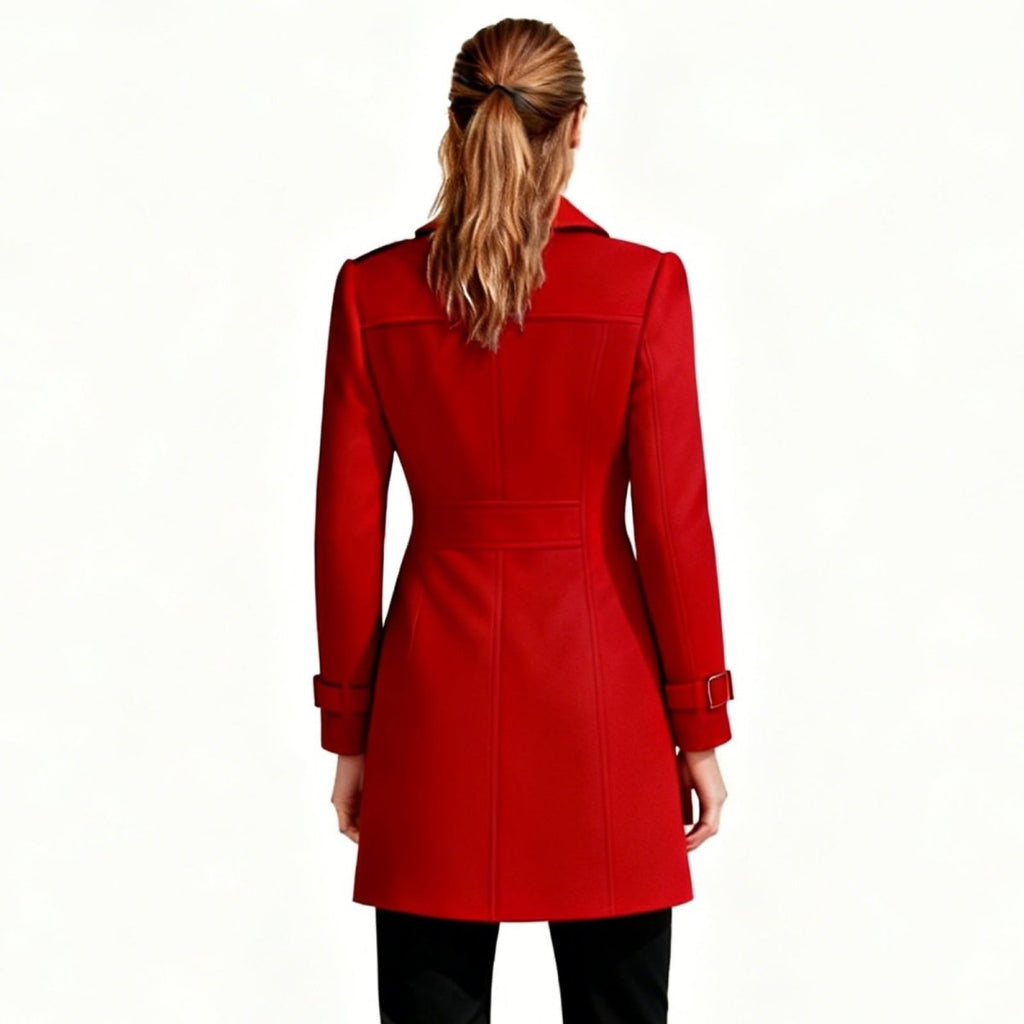 Double-Breasted Trench Coat Women's Notch Lapel Slim Fit Mid-Length Overcoat – Casual, Office, Holiday, Gift