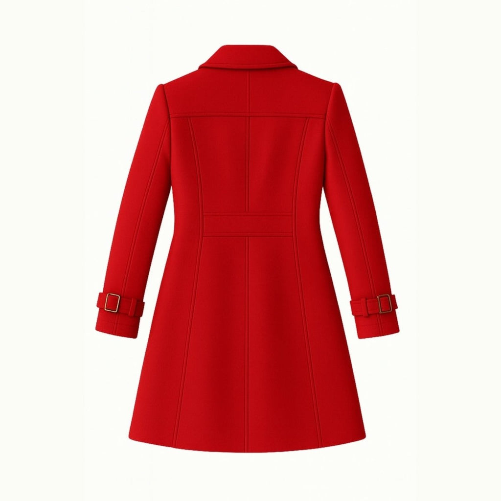 Double-Breasted Trench Coat Women's Notch Lapel Slim Fit Mid-Length Overcoat – Casual, Office, Holiday, Gift