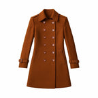 Double-Breasted Trench Coat Women's Notch Lapel Slim Fit Mid-Length Overcoat – Casual, Office, Holiday, Gift