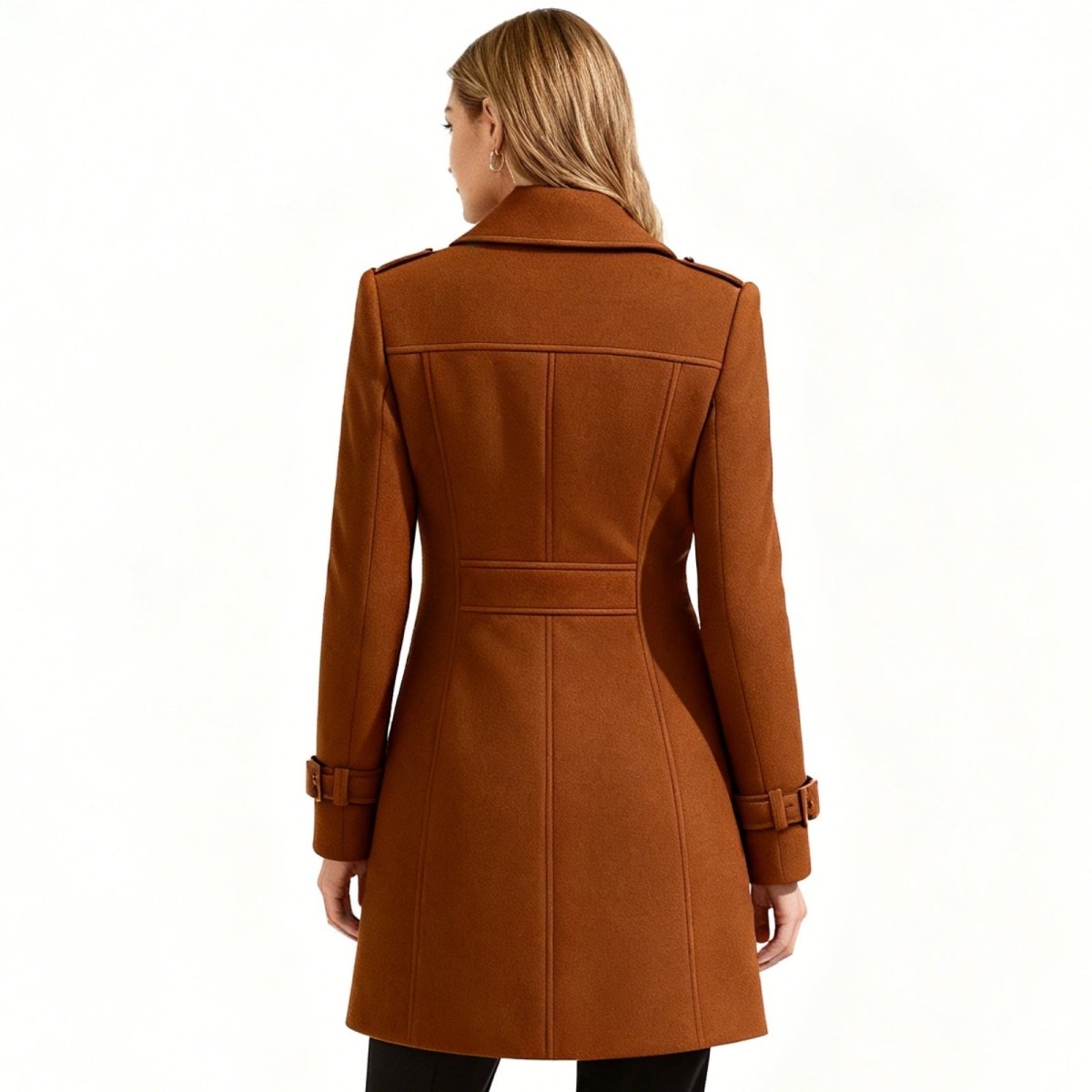 Double-Breasted Trench Coat Women's Notch Lapel Slim Fit Mid-Length Overcoat – Casual, Office, Holiday, Gift