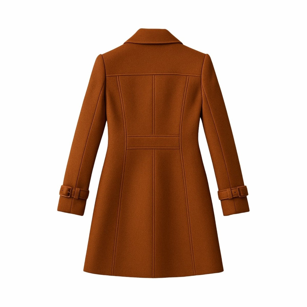 Double-Breasted Trench Coat Women's Notch Lapel Slim Fit Mid-Length Overcoat – Casual, Office, Holiday, Gift