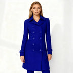 Double-Breasted Trench Coat Women's Notch Lapel Slim Fit Mid-Length Overcoat – Casual, Office, Holiday, Gift