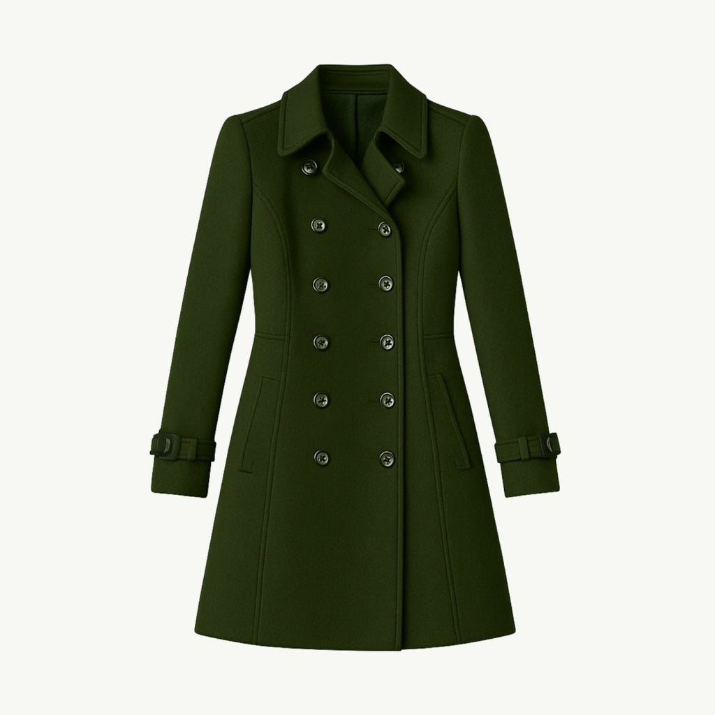 Double-Breasted Trench Coat Women's Notch Lapel Slim Fit Mid-Length Overcoat – Casual, Office, Holiday, Gift