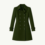 Double-Breasted Trench Coat Women's Notch Lapel Slim Fit Mid-Length Overcoat – Casual, Office, Holiday, Gift
