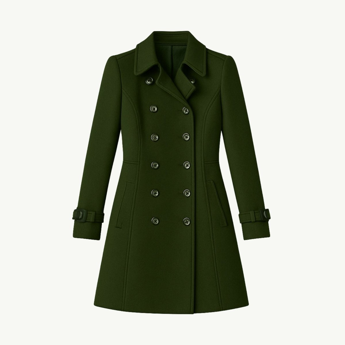 Double-Breasted Trench Coat Women's Notch Lapel Slim Fit Mid-Length Overcoat – Casual, Office, Holiday, Gift