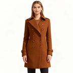 Double-Breasted Trench Coat Women's Notch Lapel Slim Fit Mid-Length Overcoat – Casual, Office, Holiday, Gift