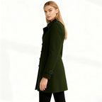 Double-Breasted Trench Coat Women's Notch Lapel Slim Fit Mid-Length Overcoat – Casual, Office, Holiday, Gift