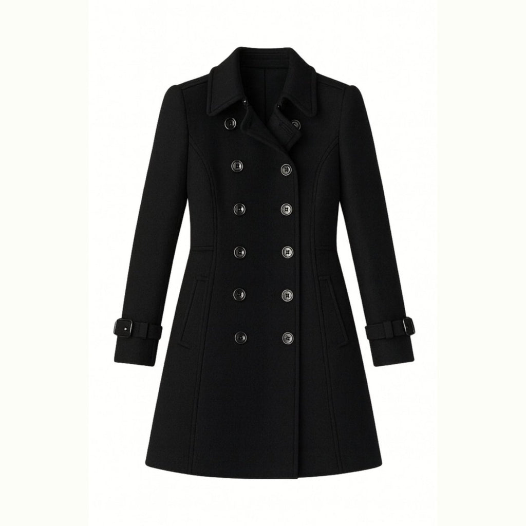Double-Breasted Trench Coat Women's Notch Lapel Slim Fit Mid-Length Overcoat – Casual, Office, Holiday, Gift