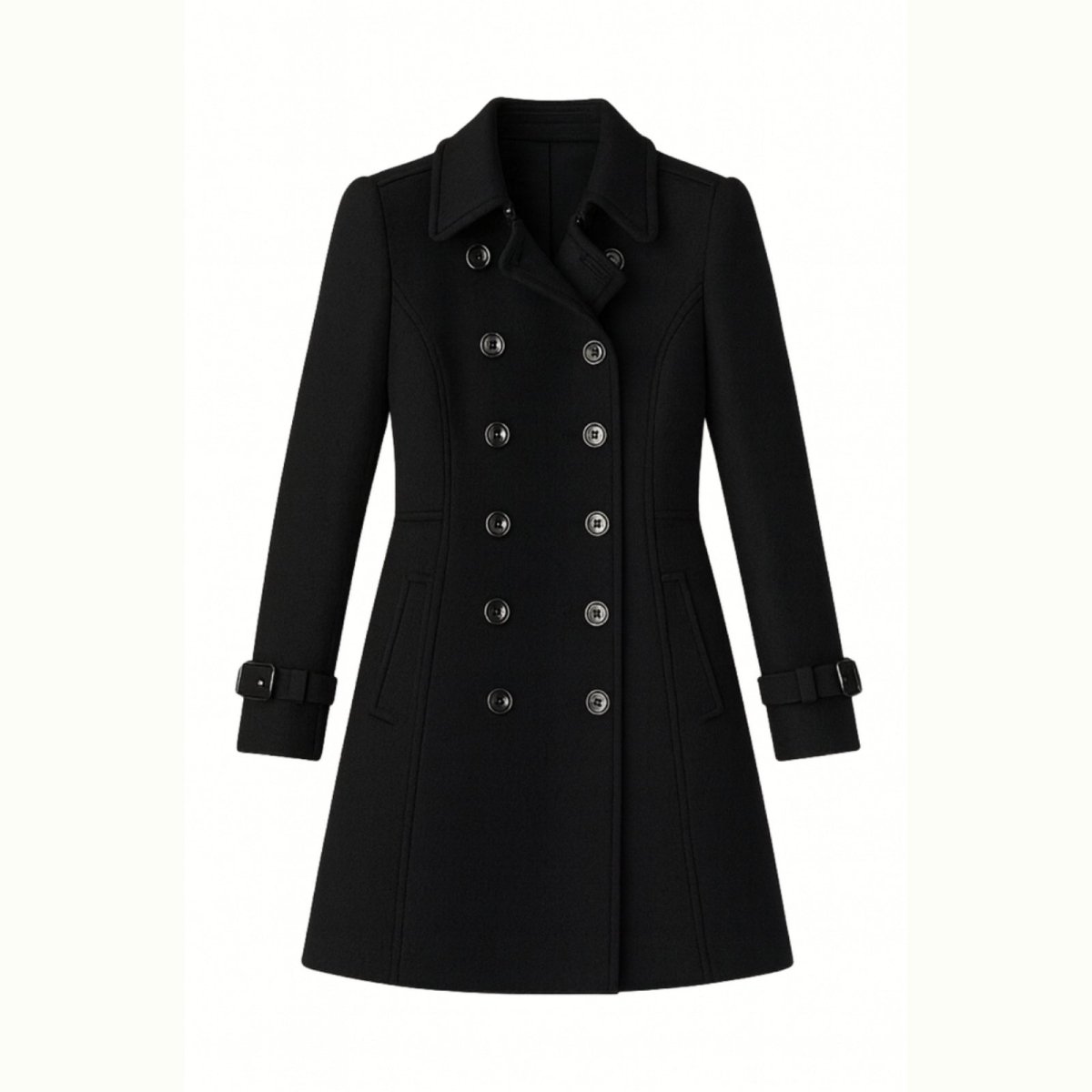 Double-Breasted Trench Coat Women's Notch Lapel Slim Fit Mid-Length Overcoat – Casual, Office, Holiday, Gift