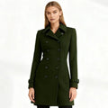 Double-Breasted Trench Coat Women's Notch Lapel Slim Fit Mid-Length Overcoat – Casual, Office, Holiday, Gift