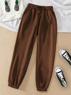 Drawstring Joggers Gray Relaxed Fit Sweatpants Women's with Pockets – Casual, Loungewear