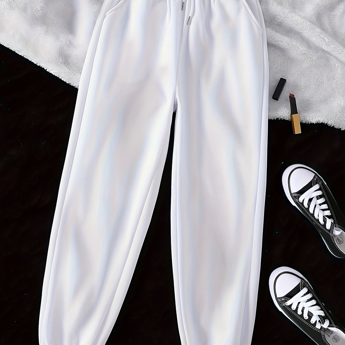 Drawstring Joggers Gray Relaxed Fit Sweatpants Women's with Pockets – Casual, Loungewear