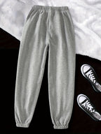 Drawstring Joggers Gray Relaxed Fit Sweatpants Women's with Pockets – Casual, Loungewear
