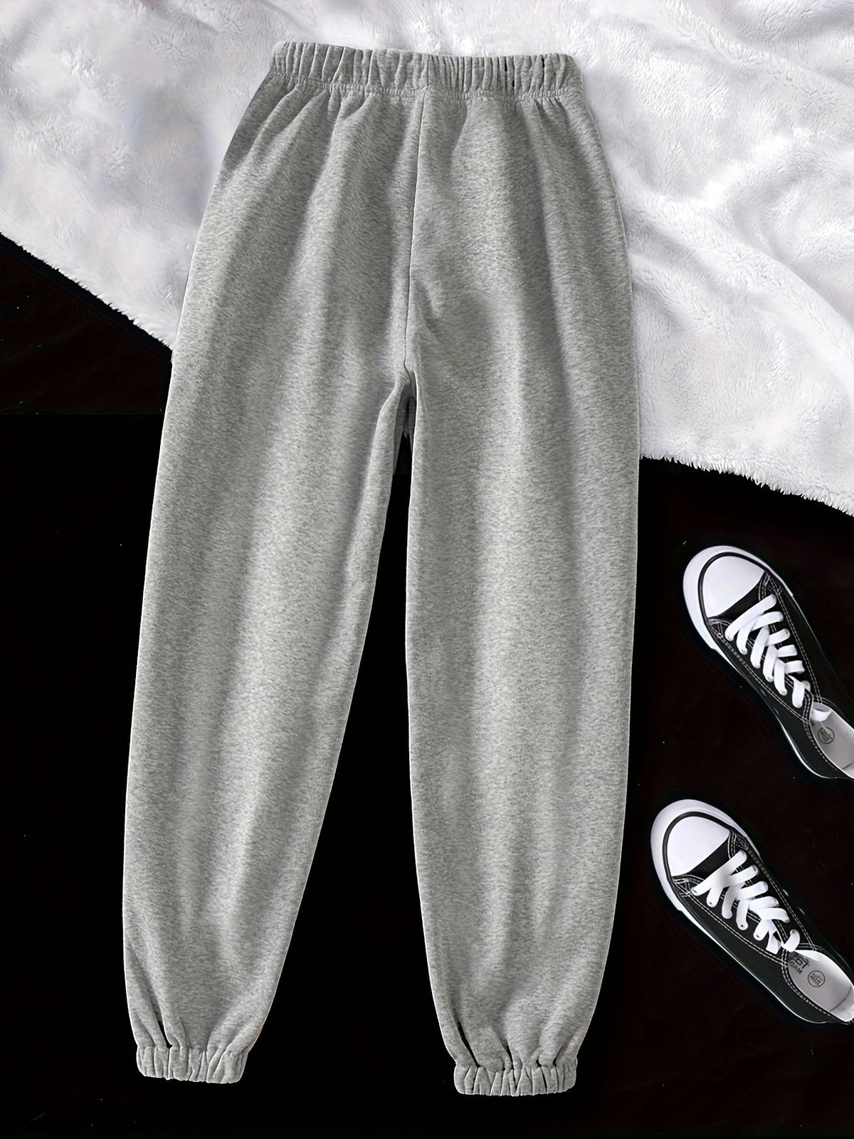 Drawstring Joggers Gray Relaxed Fit Sweatpants Women's with Pockets – Casual, Loungewear