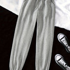 Drawstring Joggers Gray Relaxed Fit Sweatpants Women's with Pockets – Casual, Loungewear