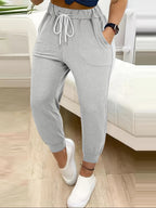 Drawstring Joggers Women's Tapered Sweatpants with Pockets Yellow – Casual, Loungewear