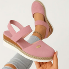Espadrille Wedge Sandals Beige Closed-Toe Women's Ankle Strap – Casual, Office, Holiday
