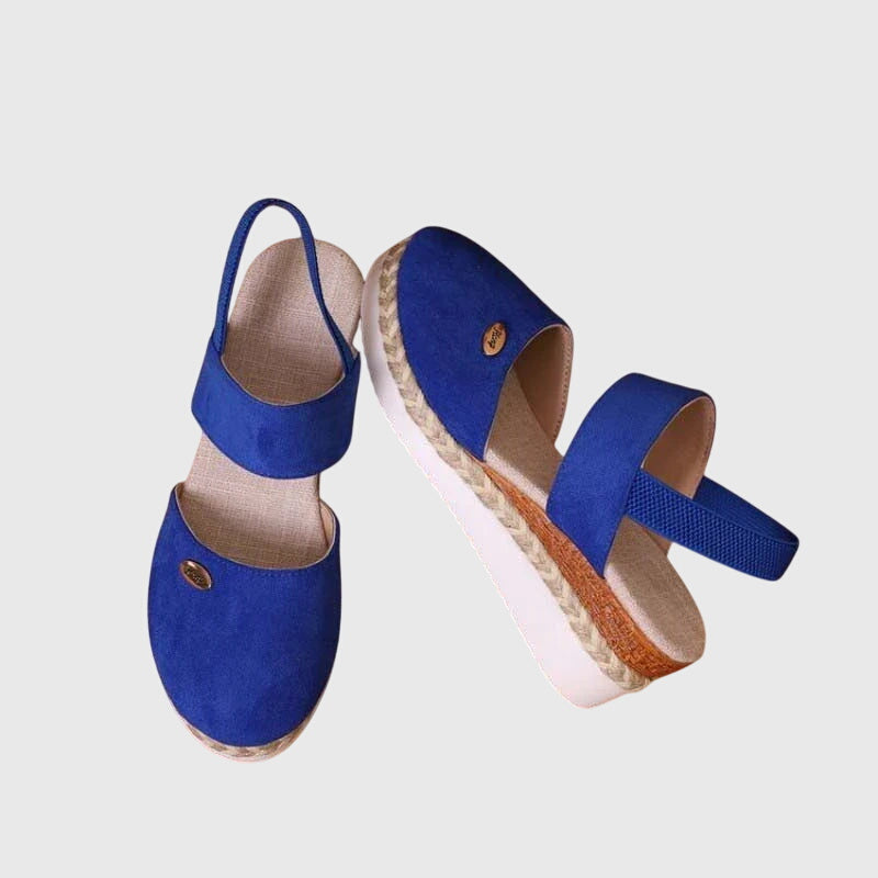 Espadrille Wedge Sandals Beige Closed-Toe Women's Ankle Strap – Casual, Office, Holiday