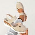 Espadrille Wedge Sandals Beige Closed-Toe Women's Ankle Strap – Casual, Office, Holiday