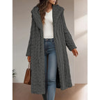 Faux Fur Hooded Longline Coat Women's Textured Long Overcoat with Hood – Casual, Winter Outerwear, Gift