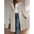 Faux Fur Hooded Longline Coat Women's Textured Long Overcoat with Hood – Casual, Winter Outerwear, Gift