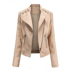 Faux Leather Biker Jacket Women's Black Zip-Up Moto Jacket – Casual, Office, Gift