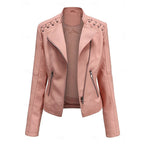 Faux Leather Biker Jacket Women's Black Zip-Up Moto Jacket – Casual, Office, Gift