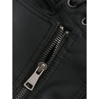 Faux Leather Biker Jacket Women's Black Zip-Up Moto Jacket – Casual, Office, Gift