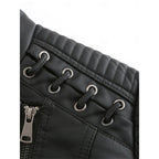 Faux Leather Biker Jacket Women's Black Zip-Up Moto Jacket – Casual, Office, Gift