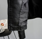 Faux Leather Moto Jacket Women's Floral Embroidered Studded Zip Biker – Casual, Office, Holiday, Gift