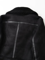 Faux Suede Aviator Jacket Women's Belted Sherpa Collar Moto Coat – Casual, Winter Gift