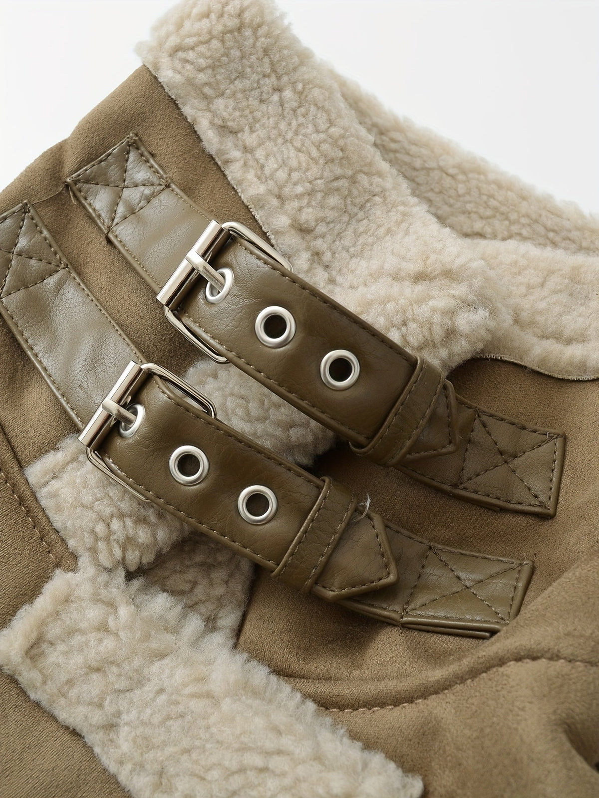 Faux Suede Aviator Jacket Women's Belted Sherpa Collar Moto Coat – Casual, Winter Gift
