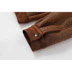 Faux Suede Sherpa Fleece Winter Jacket Men's Brown Lapel Zip-Up – Casual, Warm Outerwear