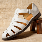 Fisherman Sandals Navy Leather Closed-Toe Men's Buckle Strap – Casual, Summer · Faylori