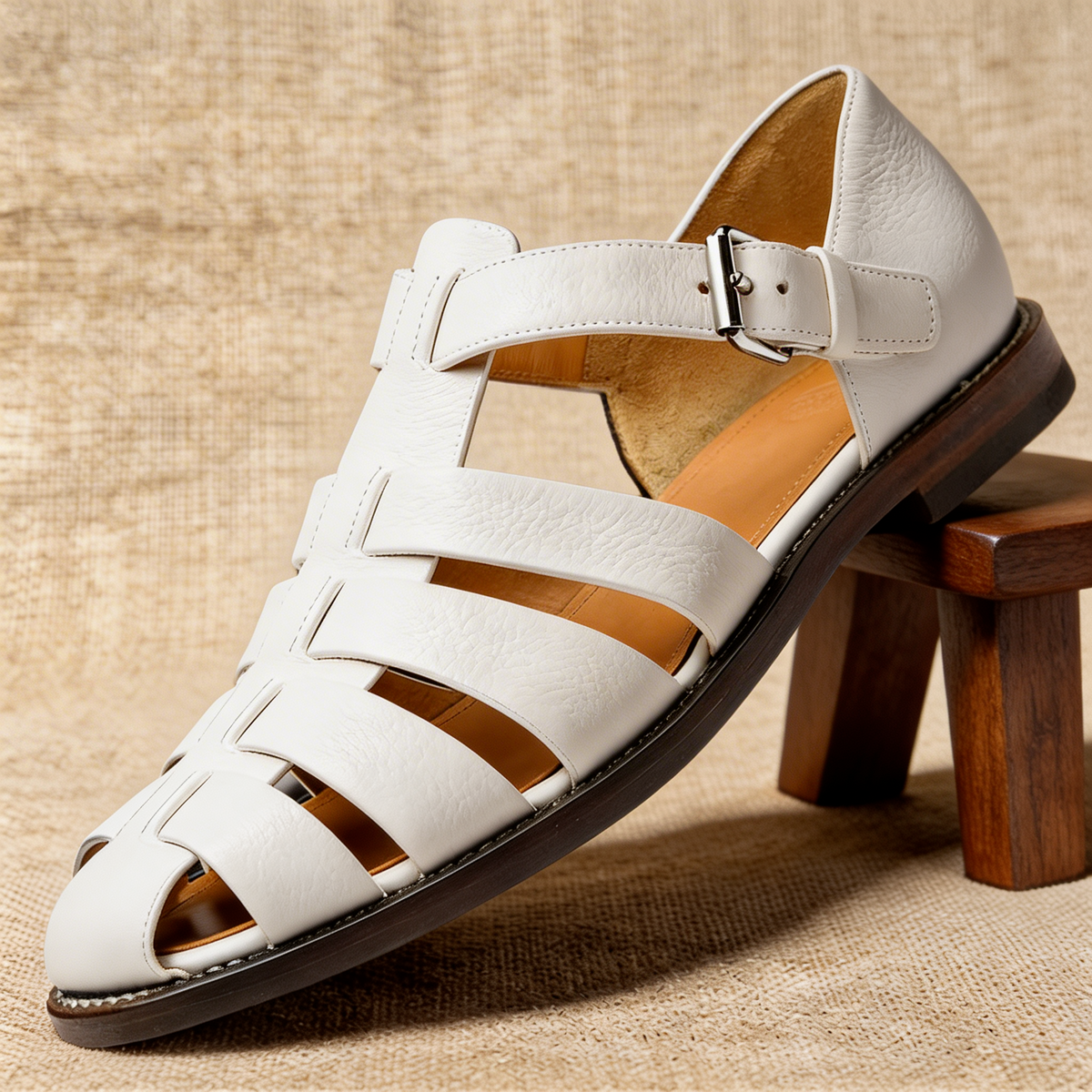 Fisherman Sandals Navy Leather Closed-Toe Men's Buckle Strap – Casual, Summer · Faylori