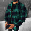 Flannel Overshirt Men's Green Plaid Long Sleeve Shirt Jacket – Casual, Gift · Faylori