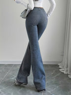 Flared Lounge Pants High-Waist Drawstring Women's – Casual, Everyday Comfort · Faylori