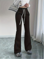 Flared Lounge Pants High-Waist Drawstring Women's – Casual, Everyday Comfort · Faylori