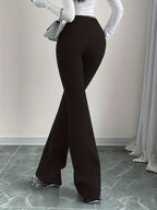 Flared Lounge Pants High-Waist Drawstring Women's – Casual, Everyday Comfort · Faylori