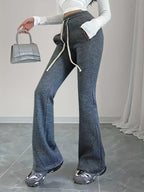 Flared Lounge Pants High-Waist Drawstring Women's – Casual, Everyday Comfort · Faylori