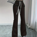 Flared Lounge Pants High-Waist Drawstring Women's – Casual, Everyday Comfort · Faylori
