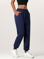 Fleece Cuffed Joggers Women's Drawstring Sweatpants Elastic Waist – Casual, Home Loungewear, Gift