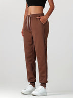 Fleece Cuffed Joggers Women's Drawstring Sweatpants Elastic Waist – Casual, Home Loungewear, Gift