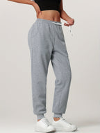 Fleece Cuffed Joggers Women's Drawstring Sweatpants Elastic Waist – Casual, Home Loungewear, Gift