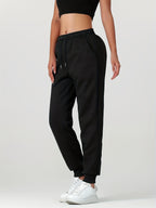Fleece Cuffed Joggers Women's Drawstring Sweatpants Elastic Waist – Casual, Home Loungewear, Gift