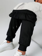 Fleece Cuffed Joggers Women's Drawstring Sweatpants Elastic Waist – Casual, Home Loungewear, Gift
