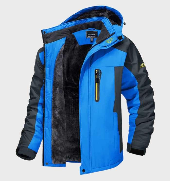 Fleece Hooded Jacket Green Waterproof Men's – Outdoor, Camping, Hiking, Winter Warmth