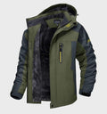 Fleece Hooded Jacket Green Waterproof Men's – Outdoor, Camping, Hiking, Winter Warmth