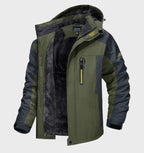 Fleece Hooded Jacket Green Waterproof Men's – Outdoor, Camping, Hiking, Winter Warmth